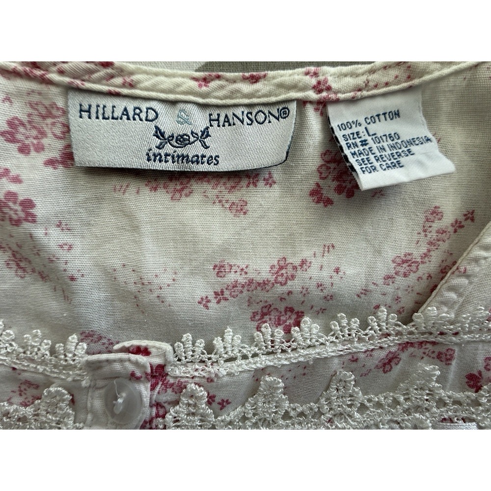 Hillary & Hanson Intimates Women's L Gown Lace Detail Pink Floral Dainty EUC - Picture 10 of 11